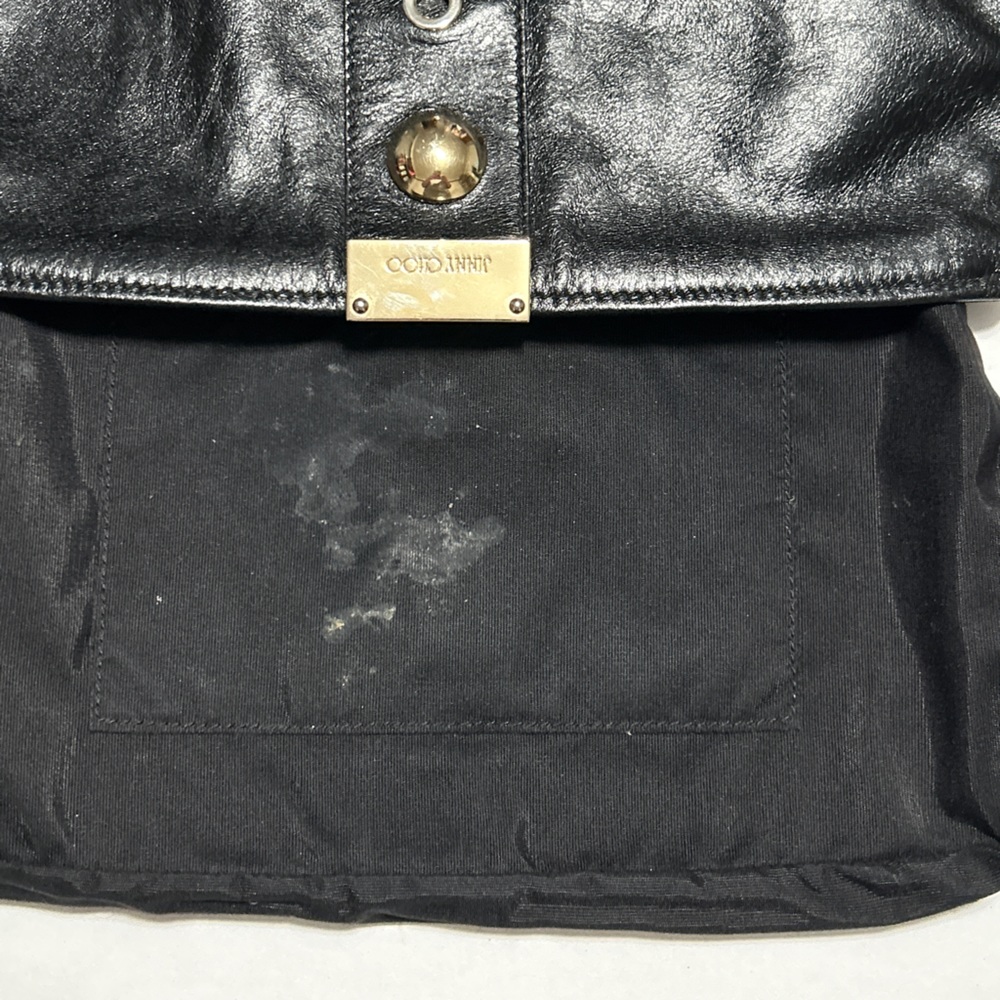 Jimmy Choo Clutch Bag Patent Leather Crinkled Zulu Grommet Embellished - Picture 14 of 16